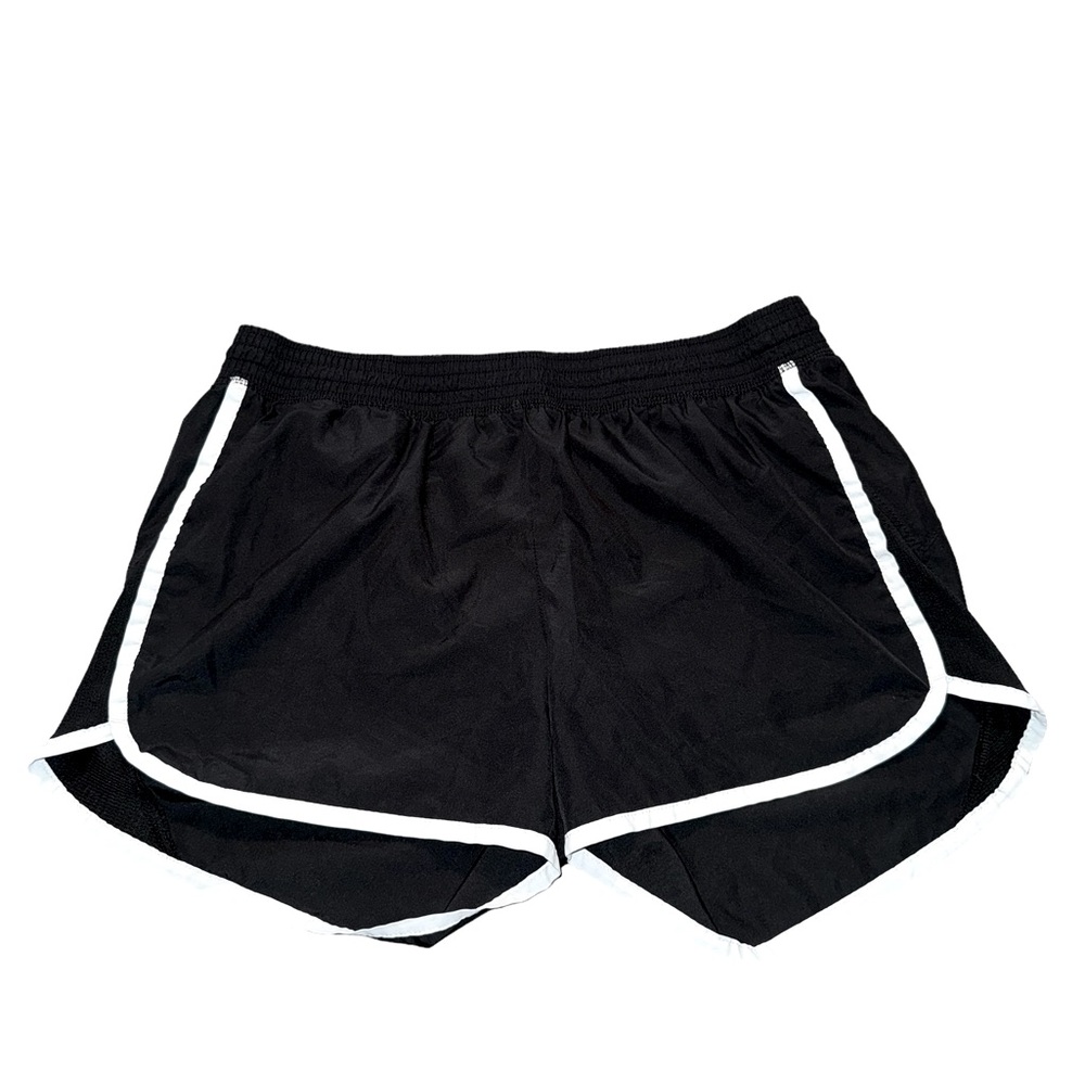 Women’s Black And White Athletic Shorts With Lining And Drawstring. Size Large.